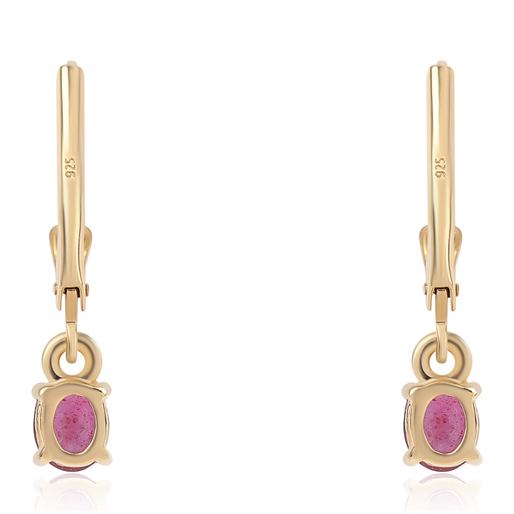 Pozlacené 925 / 1000 Sterlingové Stříbro Náušnice s Mozambickým Rubínem 3 