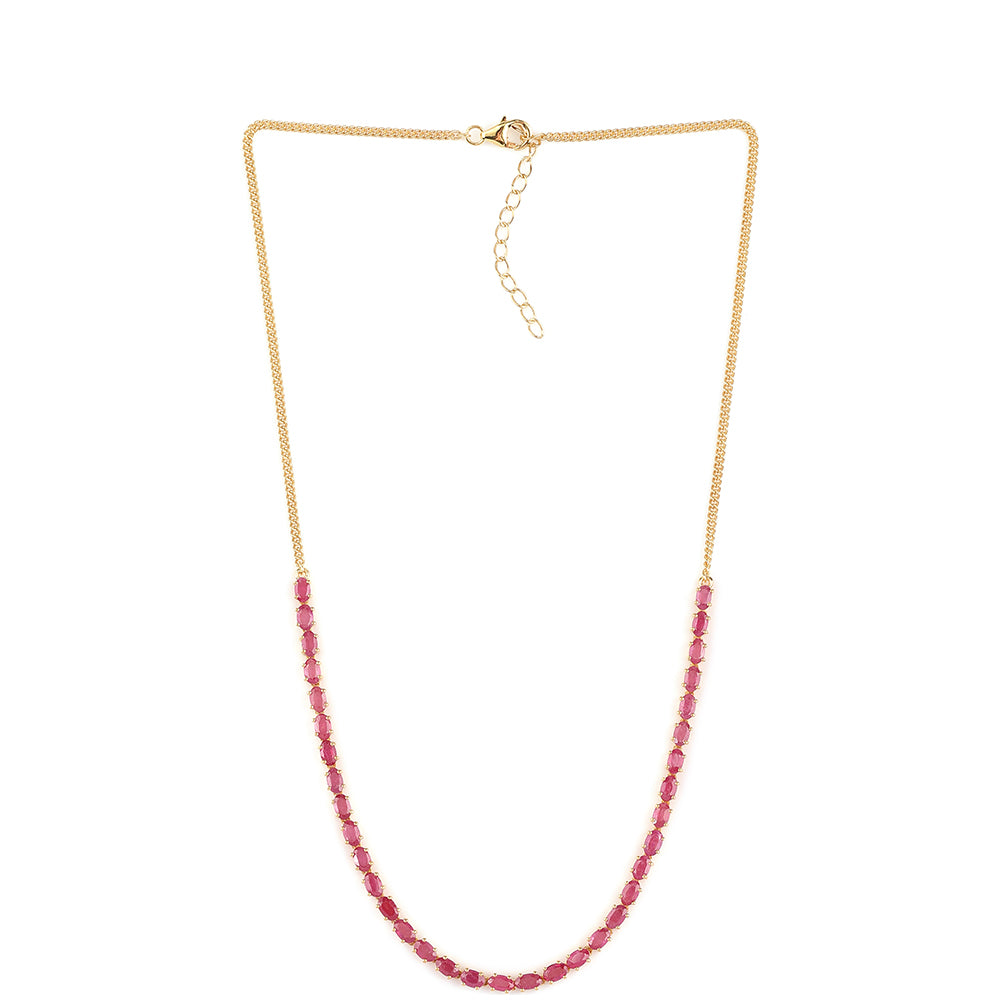 Pozlacený 925 / 1000 Sterlingové Stříbro Náhrdelník s Mozambickým Rubínem 1 