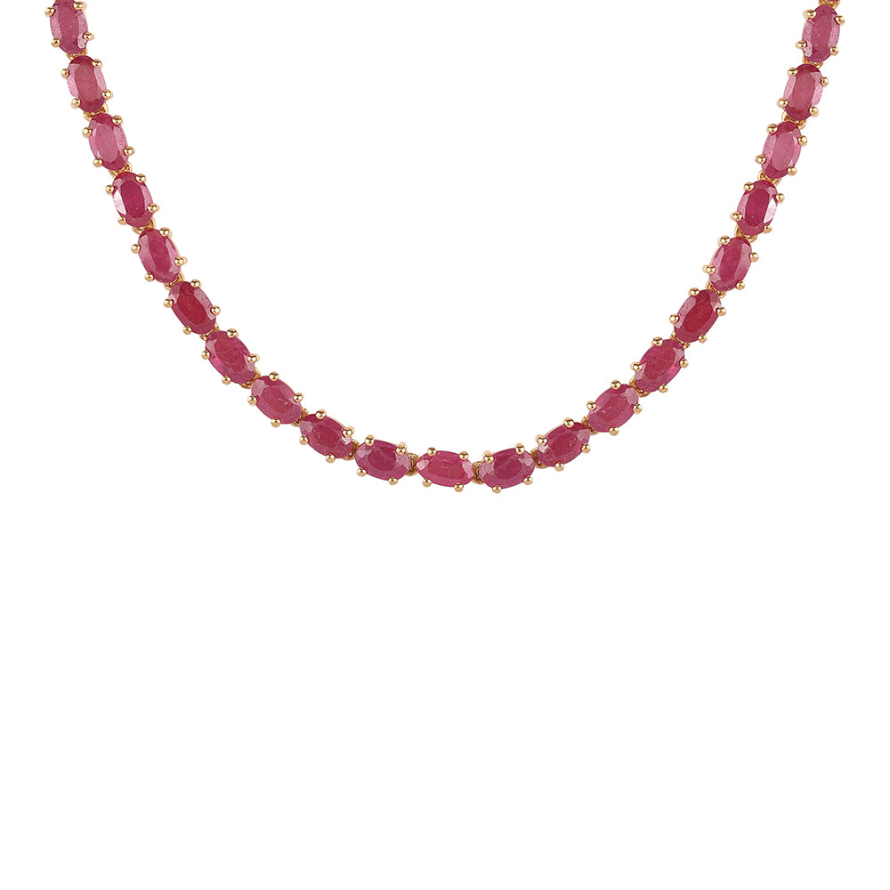 Pozlacený 925 / 1000 Sterlingové Stříbro Náhrdelník s Mozambickým Rubínem