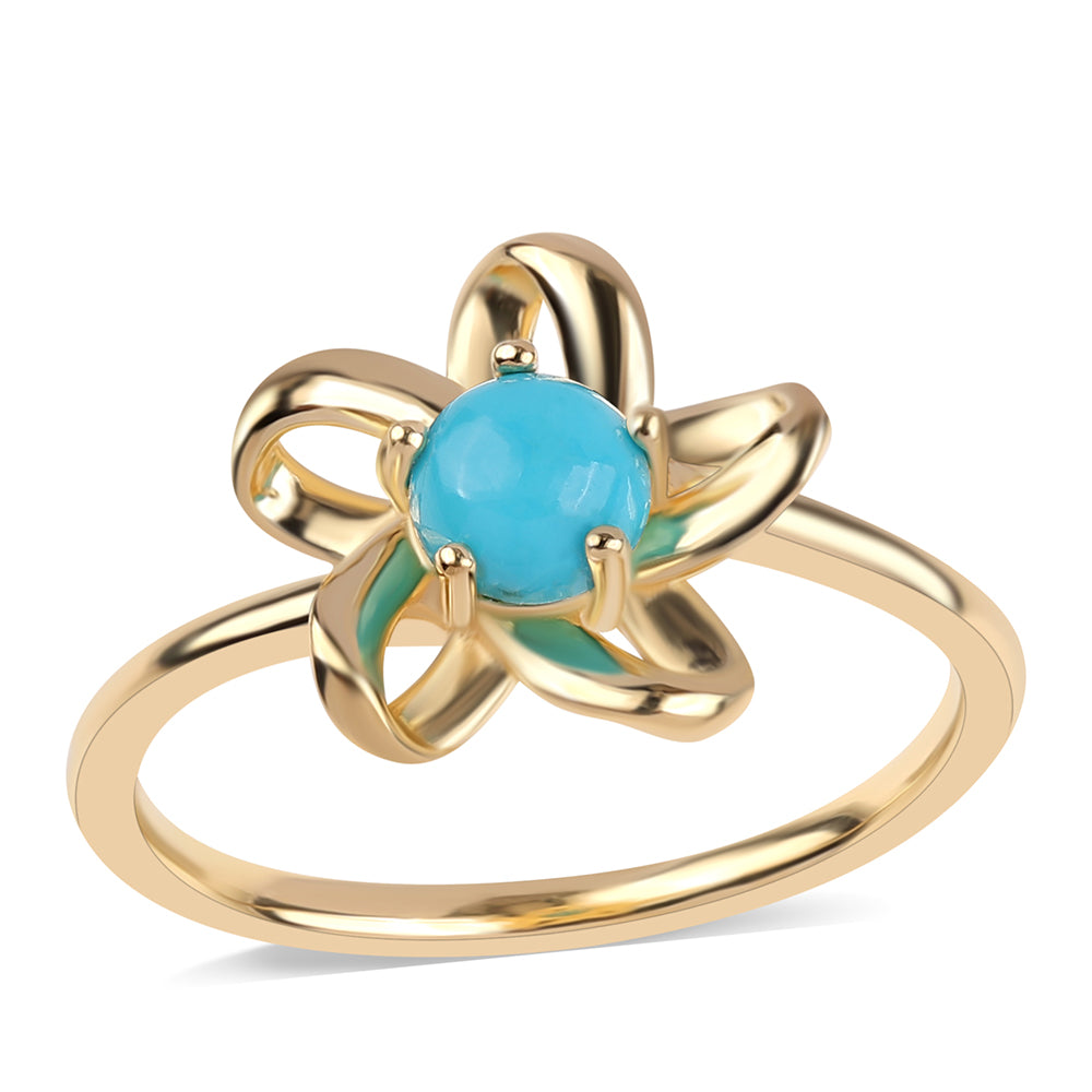 Pozlacený 925 / 1000 Sterlingové Stříbro Prsten s Tyrkysem Sleeping Beauty 1 