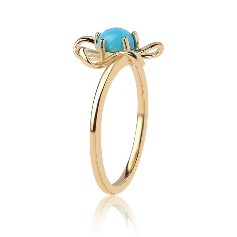 Pozlacený 925 / 1000 Sterlingové Stříbro Prsten s Tyrkysem Sleeping Beauty