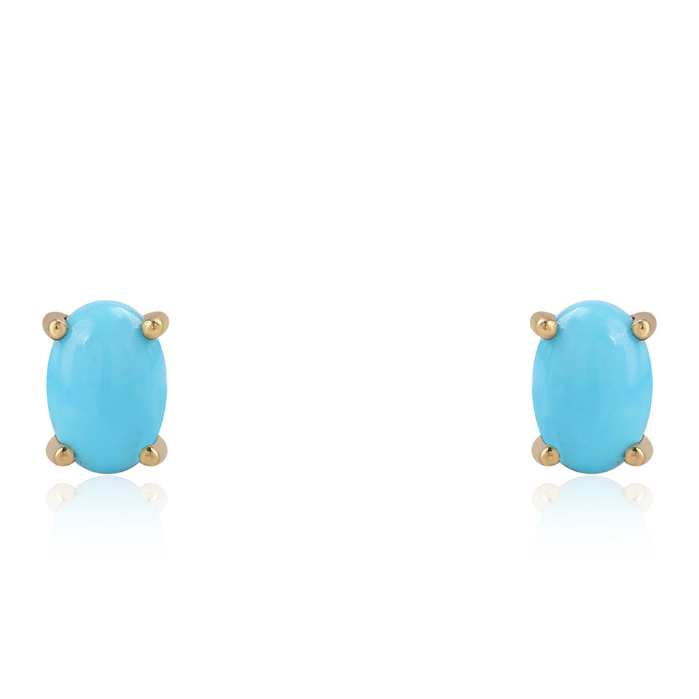 Pozlacené Stříbro 925/1000 - Náušnice s Tyrkysem Sleeping Beauty - Karátové číslo: 1.08. přibližná hmotnost: 1.01 gramů 1 