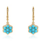 Pozlacené 925 / 1000 Sterlingové Stříbro Náušnice s Tyrkysem Sleeping Beauty