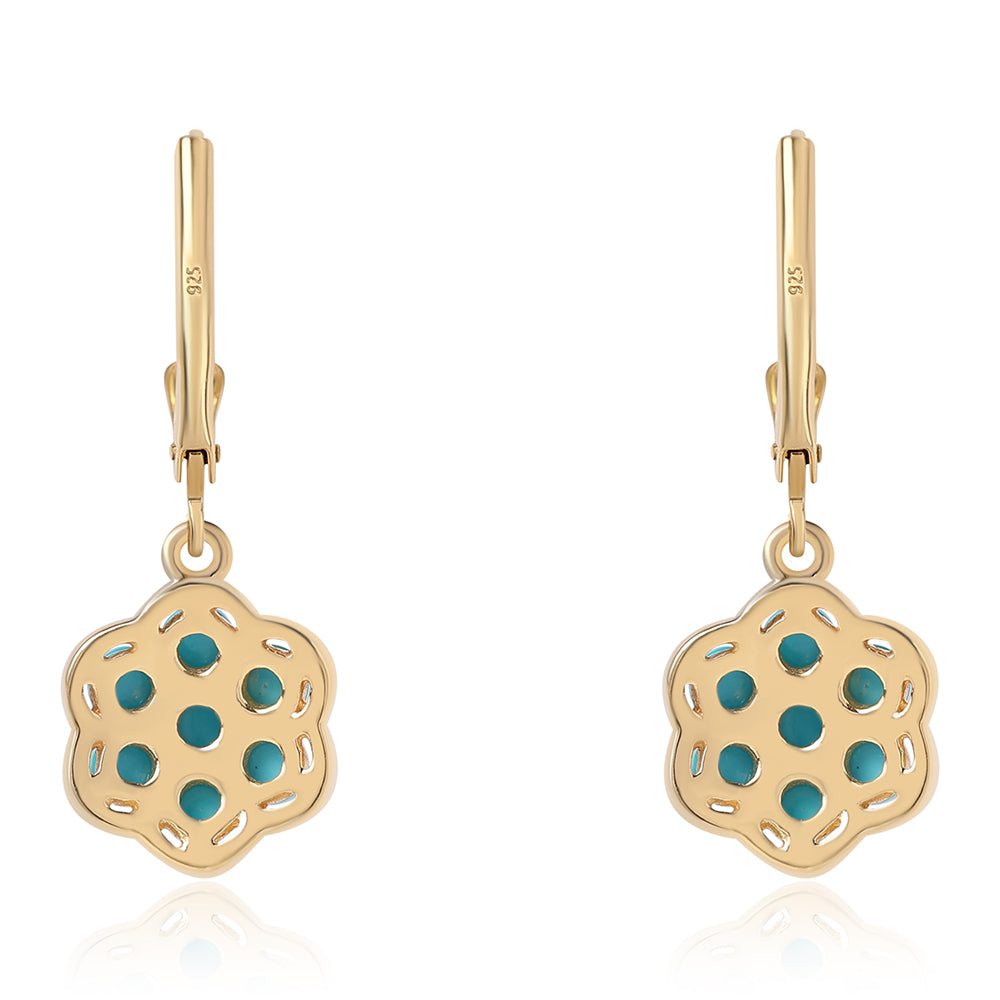 Pozlacené 925 / 1000 Sterlingové Stříbro Náušnice s Tyrkysem Sleeping Beauty 3 
