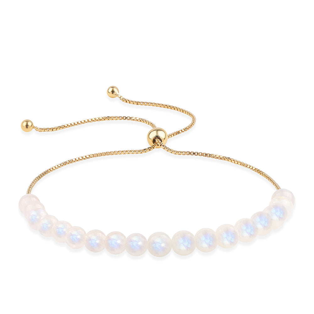 Pozlacené Stříbro 925/1000 - Náramek s Duhovým Měsíčním Kamenem - Karátové číslo: 31.67. přibližná hmotnost: 7.62 gramů 1 