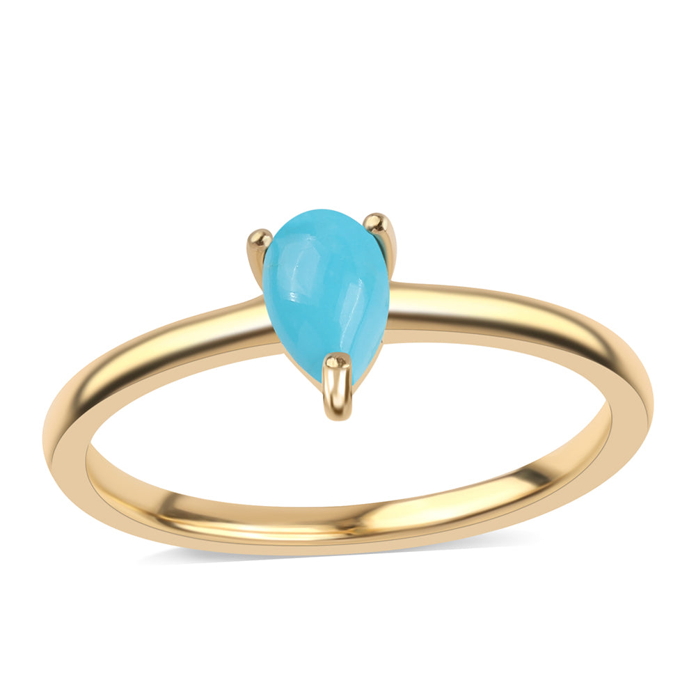 Pozlacené Stříbro 925/1000 - Prsten s Tyrkysem Sleeping Beauty - Karátové číslo: 0.43. přibližná hmotnost: 1.56 gramů 1 