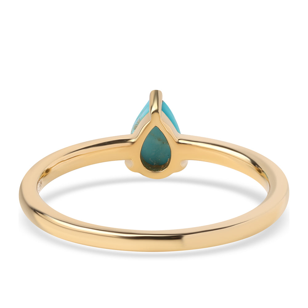 Pozlacené Stříbro 925/1000 - Prsten s Tyrkysem Sleeping Beauty - Karátové číslo: 0.43. přibližná hmotnost: 1.56 gramů 2 