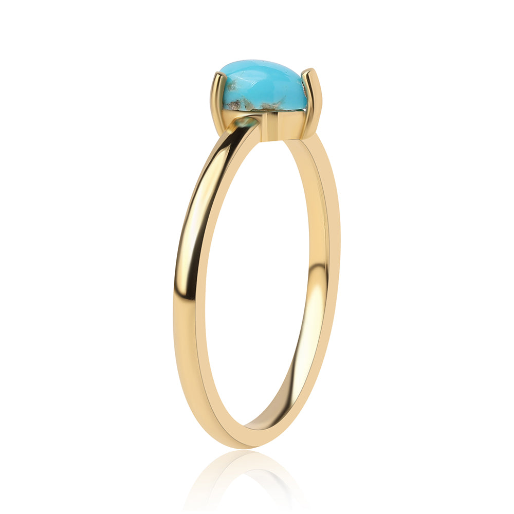 Pozlacené Stříbro 925/1000 - Prsten s Tyrkysem Sleeping Beauty - Karátové číslo: 0.43. přibližná hmotnost: 1.56 gramů 3 