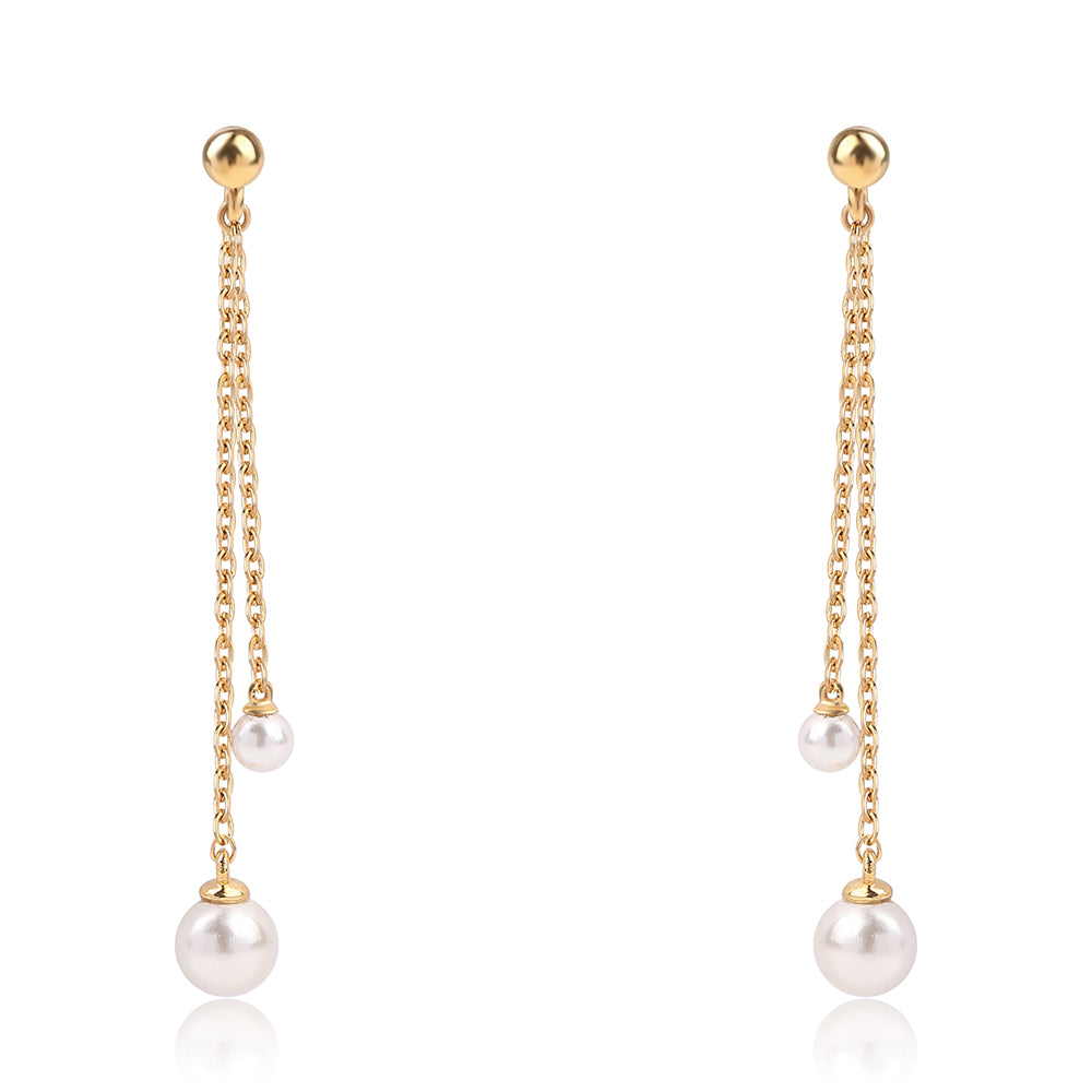 Pozlacené Stříbro 925/1000 - Náušnice s Bílou Sladkovodní Perlou - Karátové číslo: 4.66. přibližná hmotnost: 2.46 gramů 3 