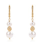 Pozlacené 925 / 1000 Sterlingové Stříbro Náušnice s Bílou Sladkovodní Perlou