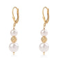 Pozlacené 925 / 1000 Sterlingové Stříbro Náušnice s Bílou Sladkovodní Perlou