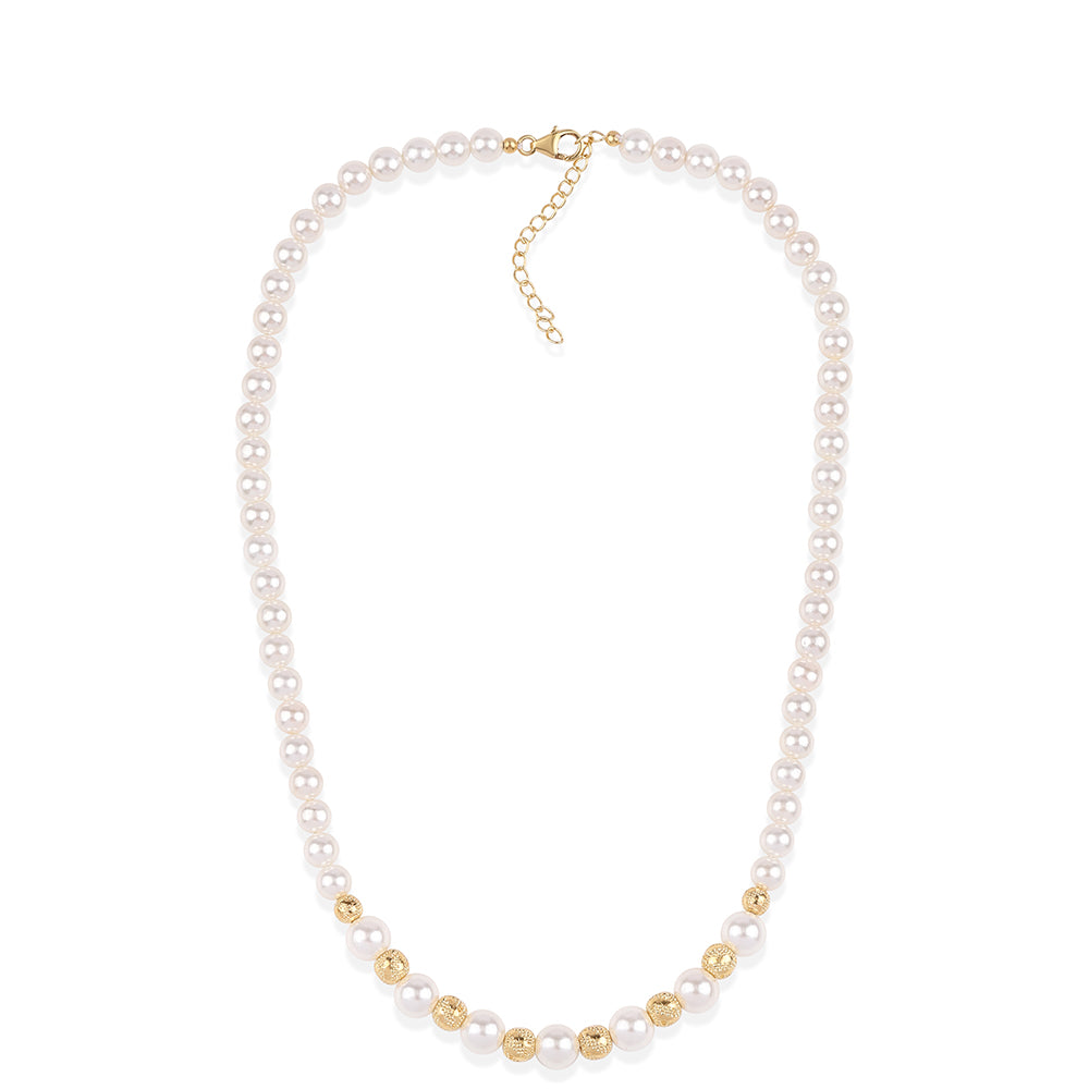 Pozlacený 925 / 1000 Sterlingové Stříbro Náhrdelník s Bílou Sladkovodní Perlou 2 