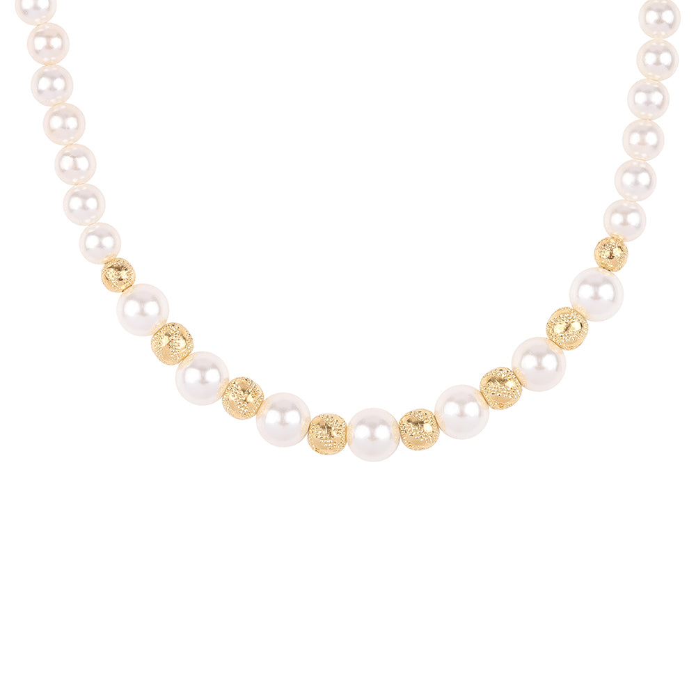 Pozlacený 925 / 1000 Sterlingové Stříbro Náhrdelník s Bílou Sladkovodní Perlou