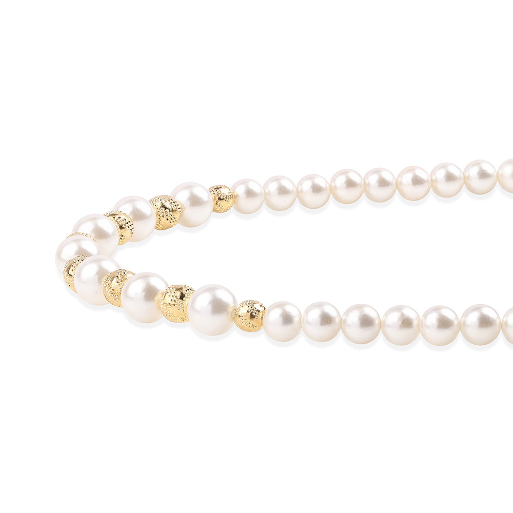 Pozlacený 925 / 1000 Sterlingové Stříbro Náhrdelník s Bílou Sladkovodní Perlou
