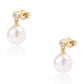 Pozlacené Sterlingové Stříbro 925 / 1000 - Náušnice s Bílou Sladkovodní Perlou a Bílým Topazem