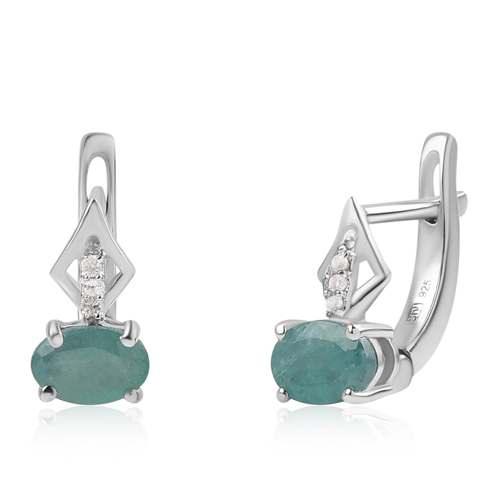 Stříbro 925/1000 - Náušnice s Grandidieritem a Bílým Topazem - Karátové číslo: 0.89. přibližná hmotnost: 1.78 gramů 1 