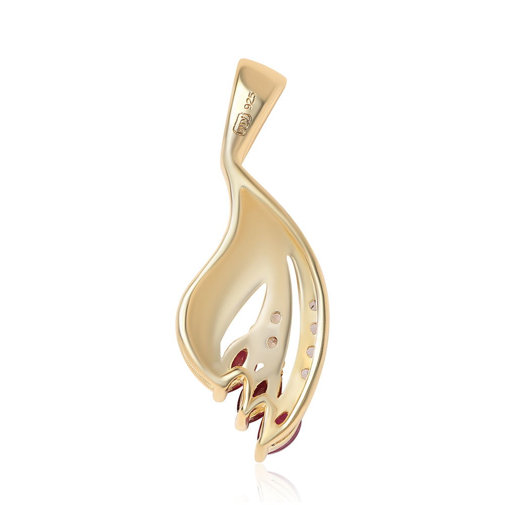 Pozlacené Stříbro 925/1000 - Přívěsek s Mozambickým Rubínem a Bílým Topazem - Karátové číslo: 0.42. přibližná hmotnost: 1.65 gramů 3 