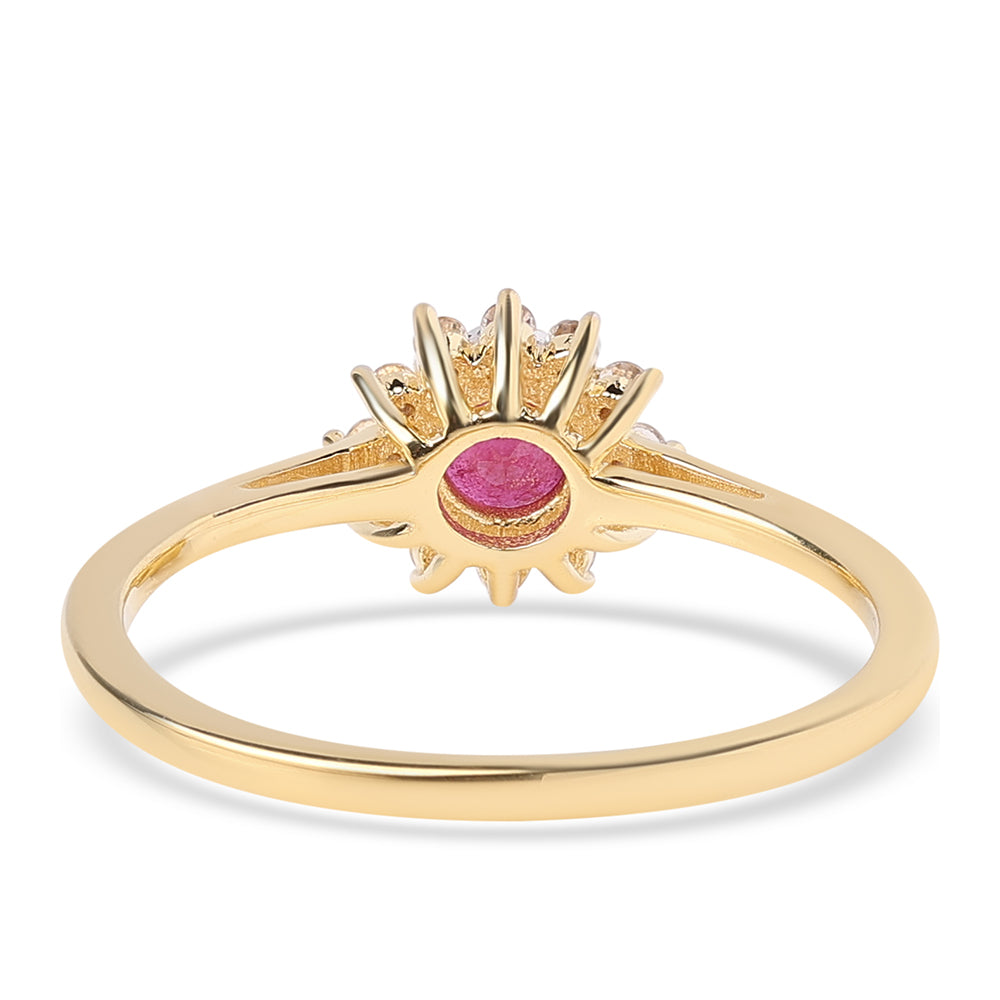 Pozlacený 925 / 1000 Sterlingové Stříbro Prsten s Mozambickým Rubínem a Bílým Topazem