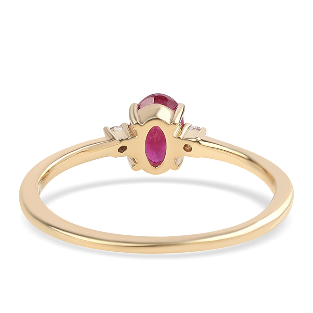 Pozlacené Stříbro 925/1000 - Prsten s Mozambickým Rubínem a Bílým Topazem - Karátové číslo: 0.71. přibližná hmotnost: 1.36 gramů 2 