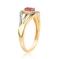 Pozlacené Stříbro 925/1000 - Prsten s Mozambickým Rubínem a Bílým Topazem - Karátové číslo: 0.7. přibližná hmotnost: 2.84 gramů