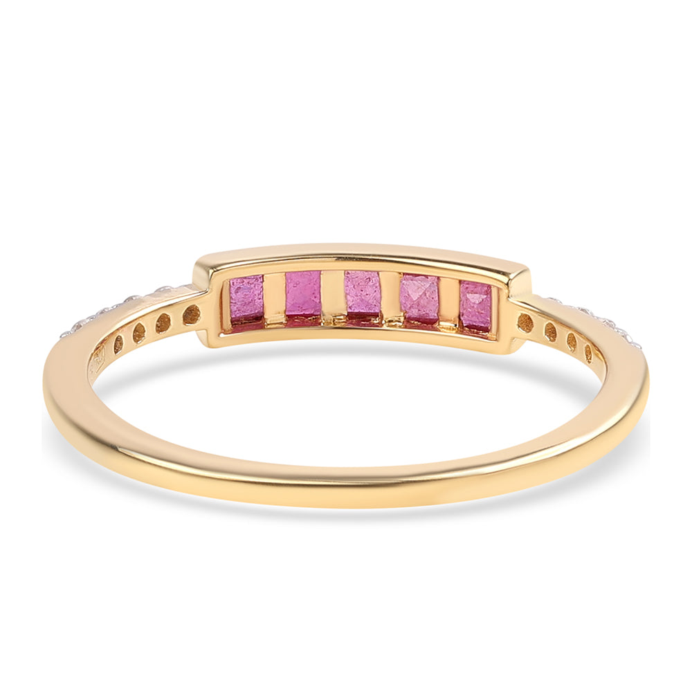 Pozlacený 925 / 1000 Sterlingové Stříbro Prsten s Mozambickým Rubínem a Bílým Topazem 2 