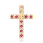 Kříž Pozlacený 925 / 1000 Sterlingové Stříbro Přívěsek s Mozambickým Rubínem