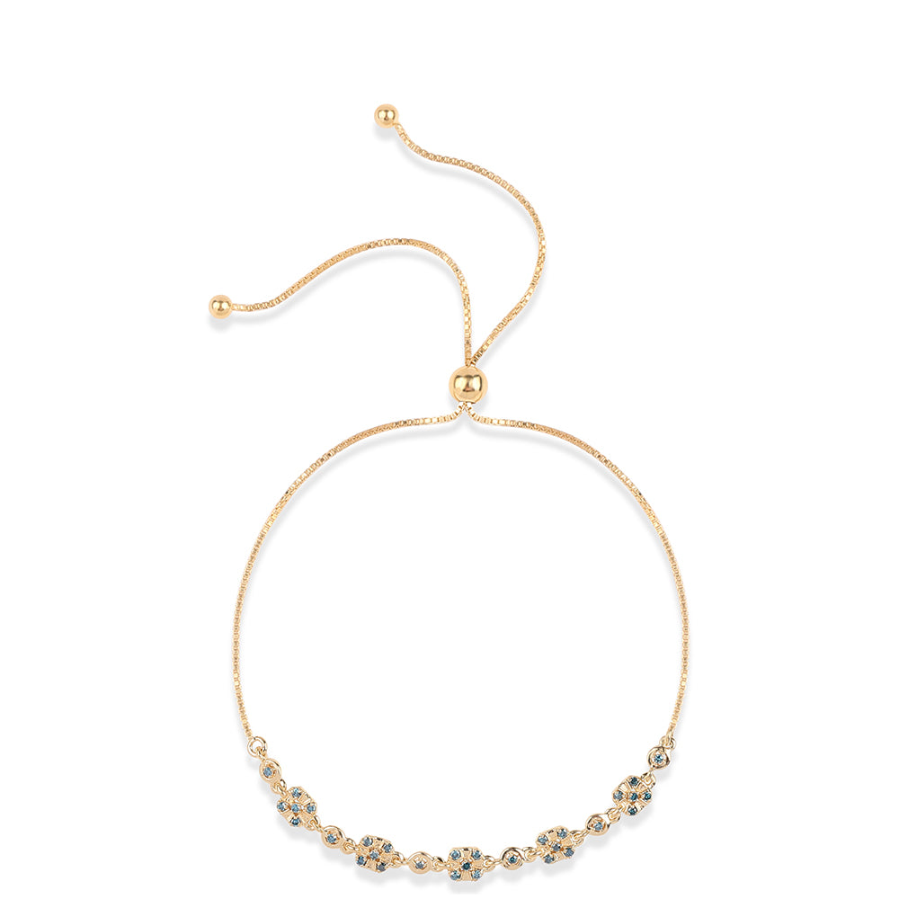 Pozlacený 925 / 1000 Sterlingové Stříbro Náramek s Modrým Diamantem 1 