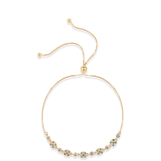 Pozlacený 925 / 1000 Sterlingové Stříbro Náramek s Modrým Diamantem