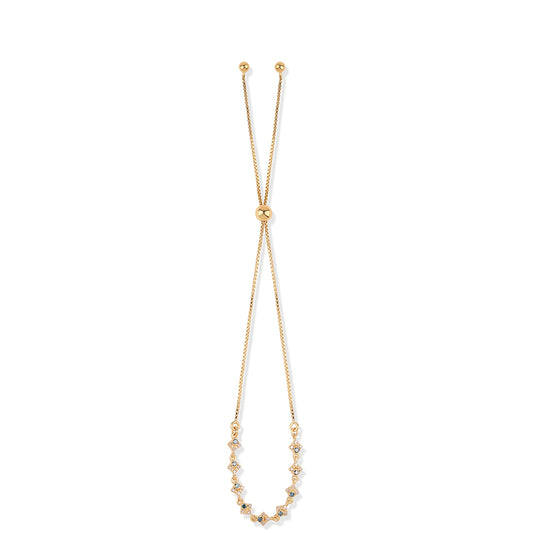 Pozlacený 925 / 1000 Sterlingové Stříbro Náramek s Modrým Diamantem a Bílým Diamantem