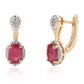 Pozlacené 925 / 1000 Sterlingové Stříbro Náušnice s Mozambickým Rubínem a Bílým Topazem