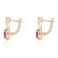Pozlacené 925 / 1000 Sterlingové Stříbro Náušnice s Mozambickým Rubínem a Bílým Topazem