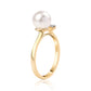 Pozlacené Stříbro 925/1000 - Prsten s Bílou Sladkovodní Perlou a Bílým Topazem - Karátové číslo: 4.37. přibližná hmotnost: 2.98 gramů