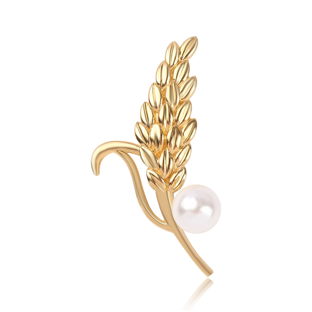 Pozlacené Sterlingové Stříbro 925 / 1000 - Brož s Bílou Sladkovodní Perlou 1 