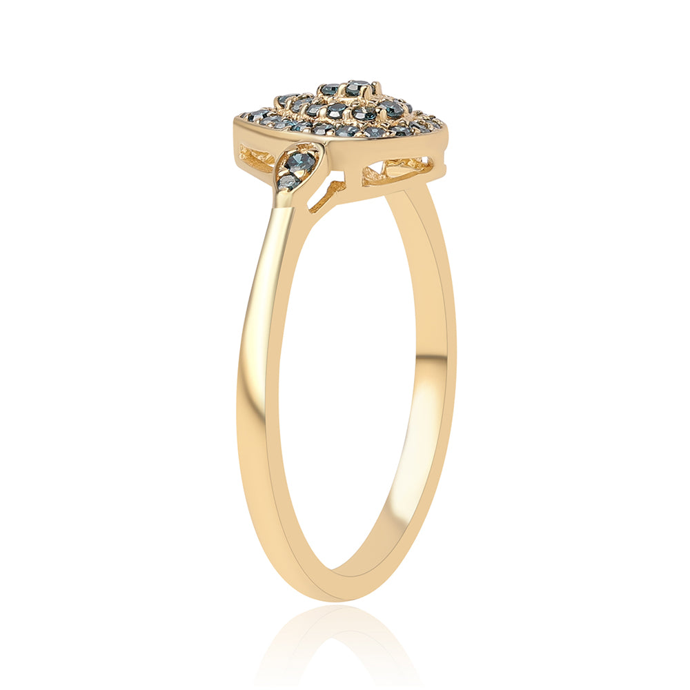 Pozlacený 925 / 1000 Sterlingové Stříbro Prsten s Modrým Diamantem 3 