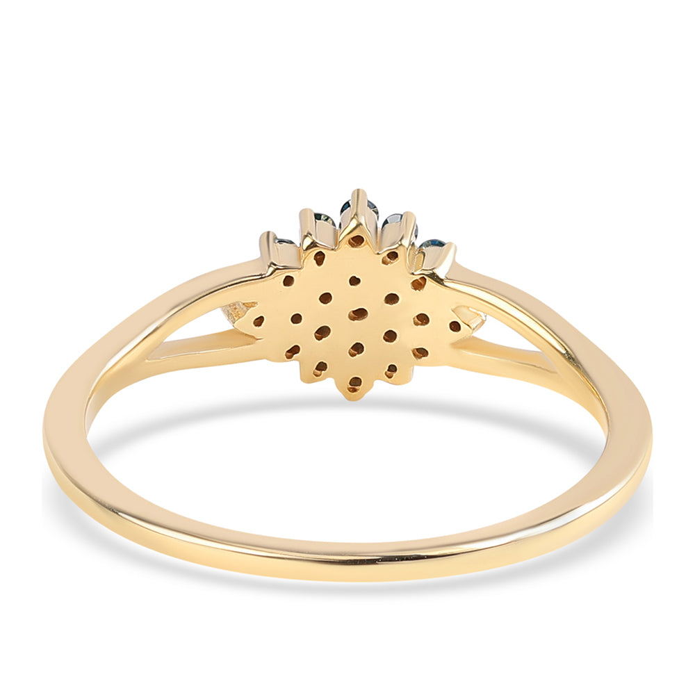 Pozlacený 925 / 1000 Sterlingové Stříbro Prsten s Modrým Diamantem 3 