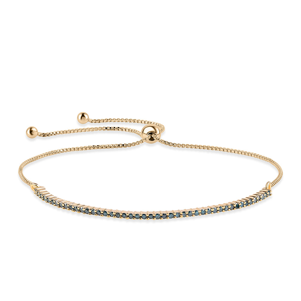 Pozlacený 925 / 1000 Sterlingové Stříbro Náramek s Modrým Diamantem