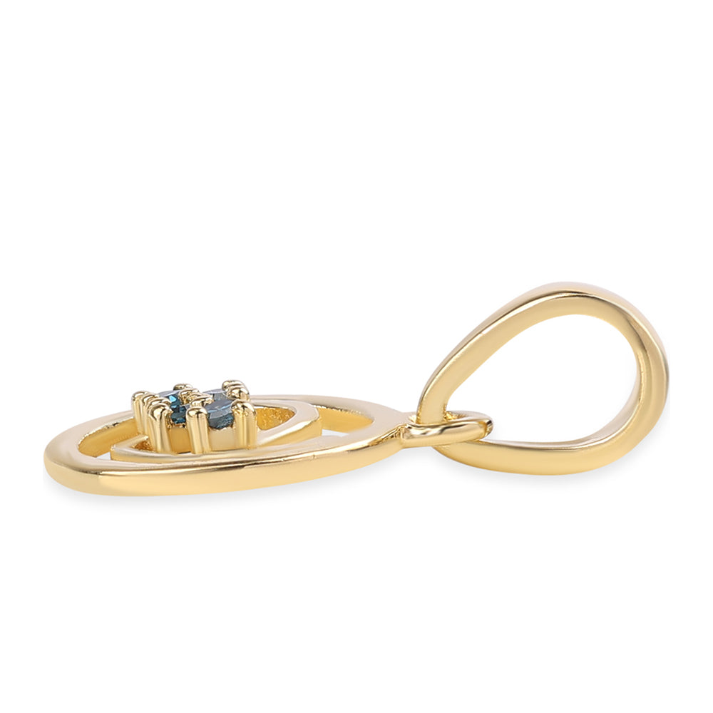 Pozlacený 925 / 1000 Sterlingové Stříbro Přívěsek s Modrým Diamantem 2 