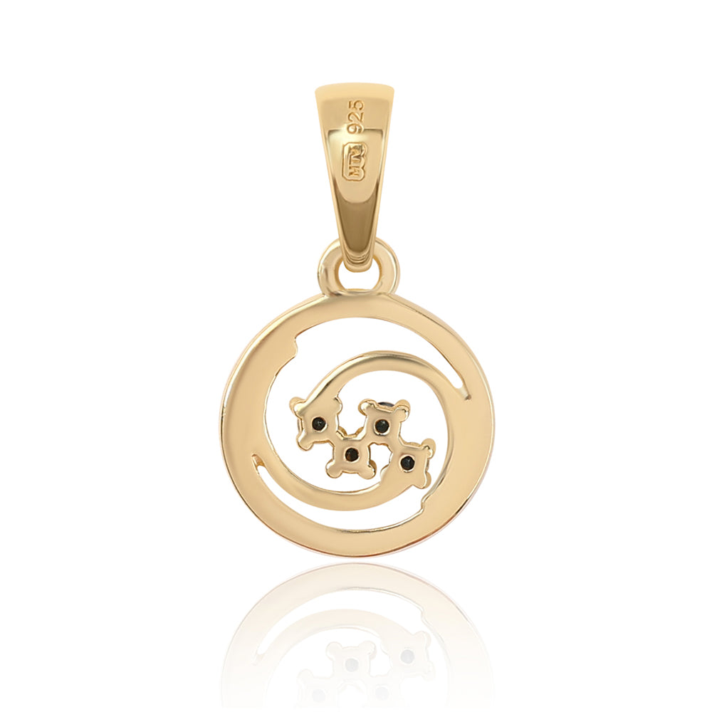 Pozlacený 925 / 1000 Sterlingové Stříbro Přívěsek s Modrým Diamantem 3 