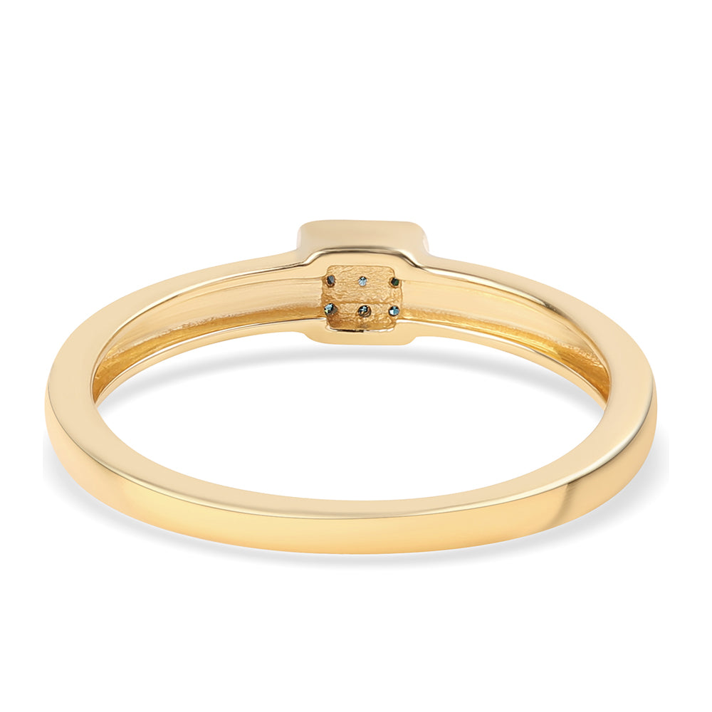 Pozlacené Stříbro 925/1000 - Prsten s Modrým Diamantem - Karátové číslo: 0.06. přibližná hmotnost: 1.77 gramů 2 