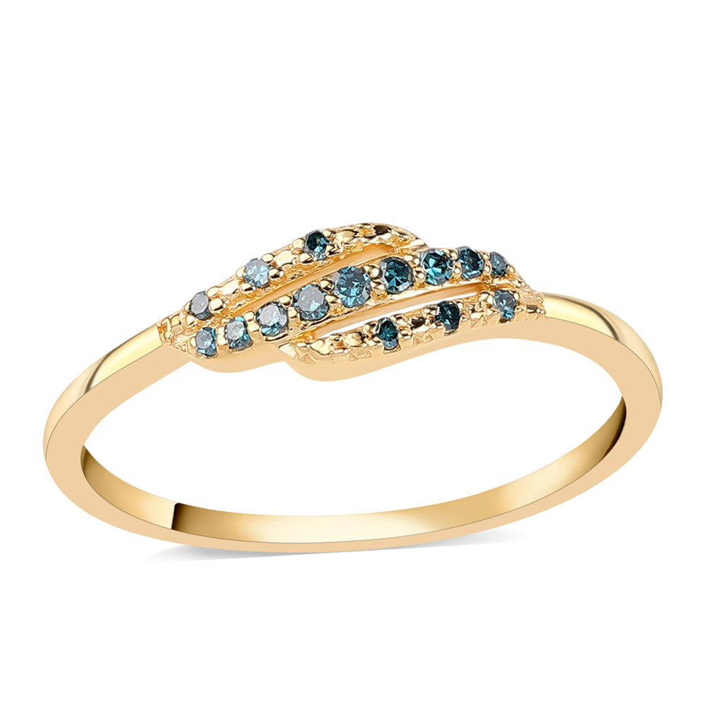 Pozlacené Sterlingové Stříbro 925 / 1000 - Prsten s Modrým Diamantem 1 