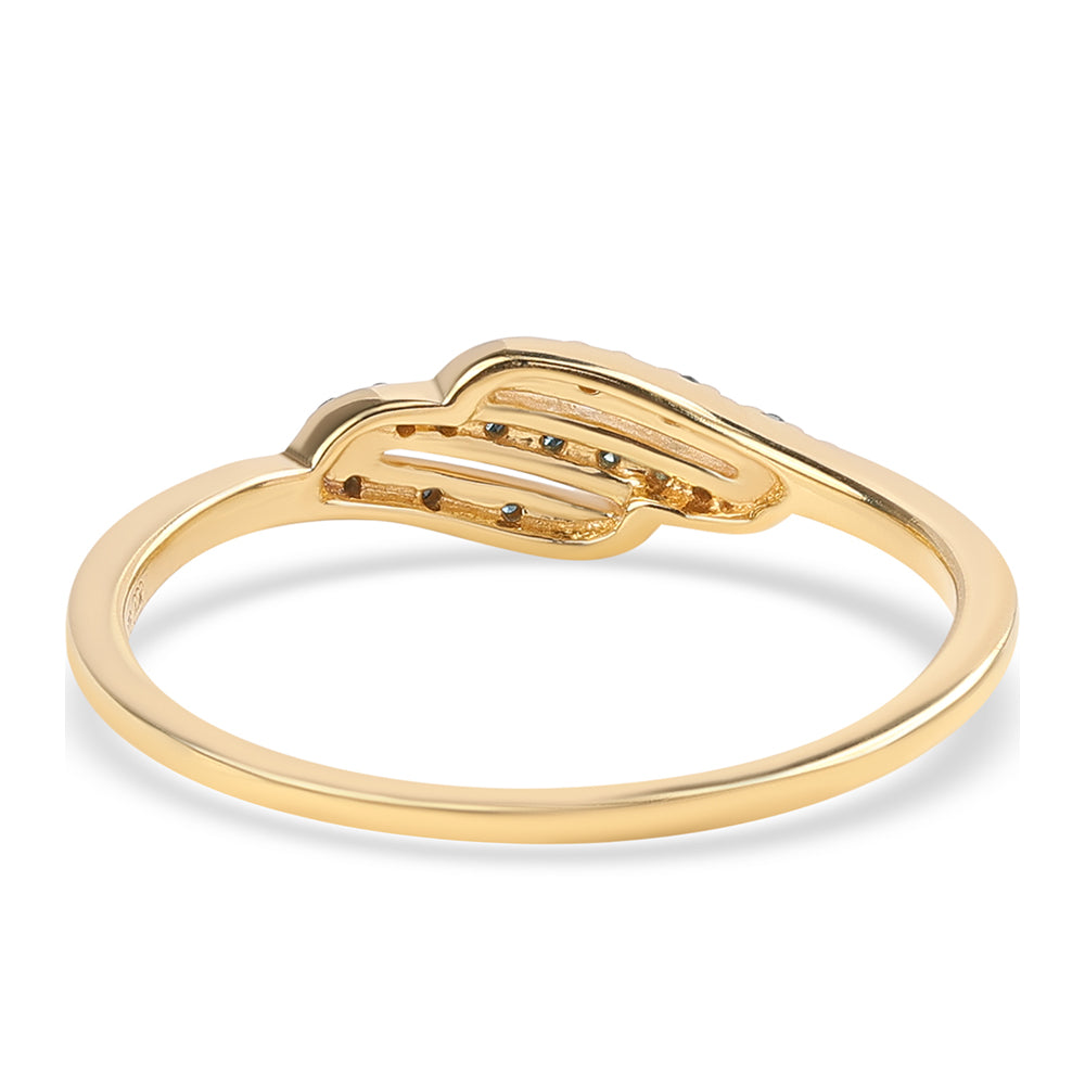 Pozlacené Sterlingové Stříbro 925 / 1000 - Prsten s Modrým Diamantem