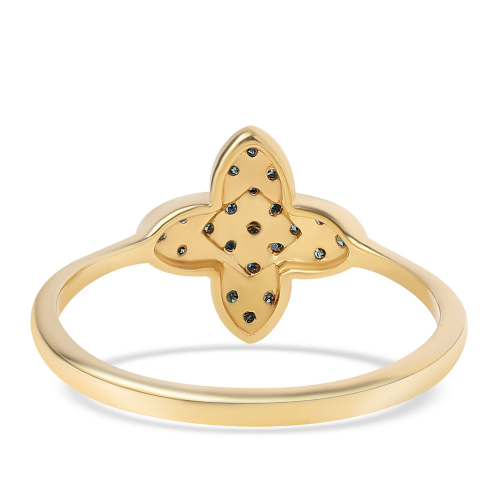 Pozlacený 925 / 1000 Sterlingové Stříbro Prsten s Modrým Diamantem 2 