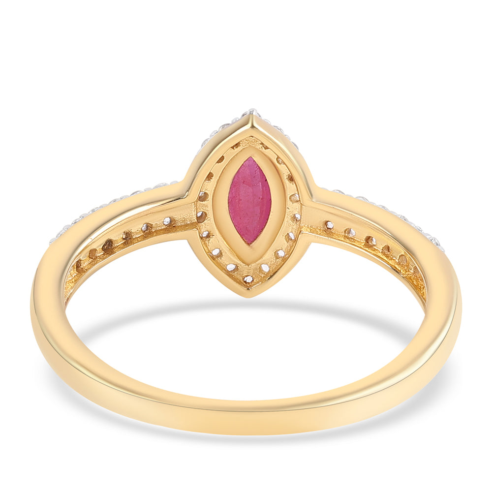 Pozlacené Stříbro 925/1000 - Prsten s Mozambickým Rubínem a Bílým Topazem - Karátové číslo: 1.02. přibližná hmotnost: 2.06 gramů