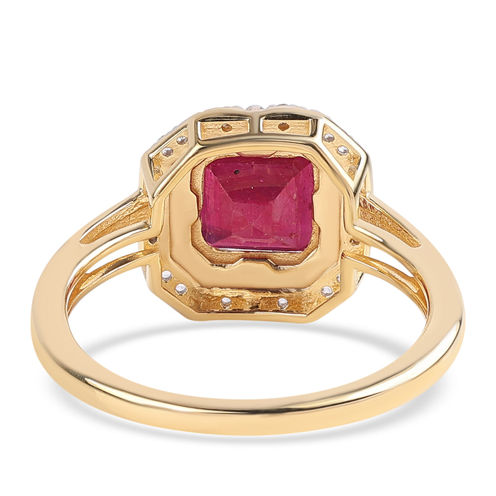 Pozlacený 925 / 1000 Sterlingové Stříbro Prsten s Mozambickým Rubínem a Bílým Topazem 3 