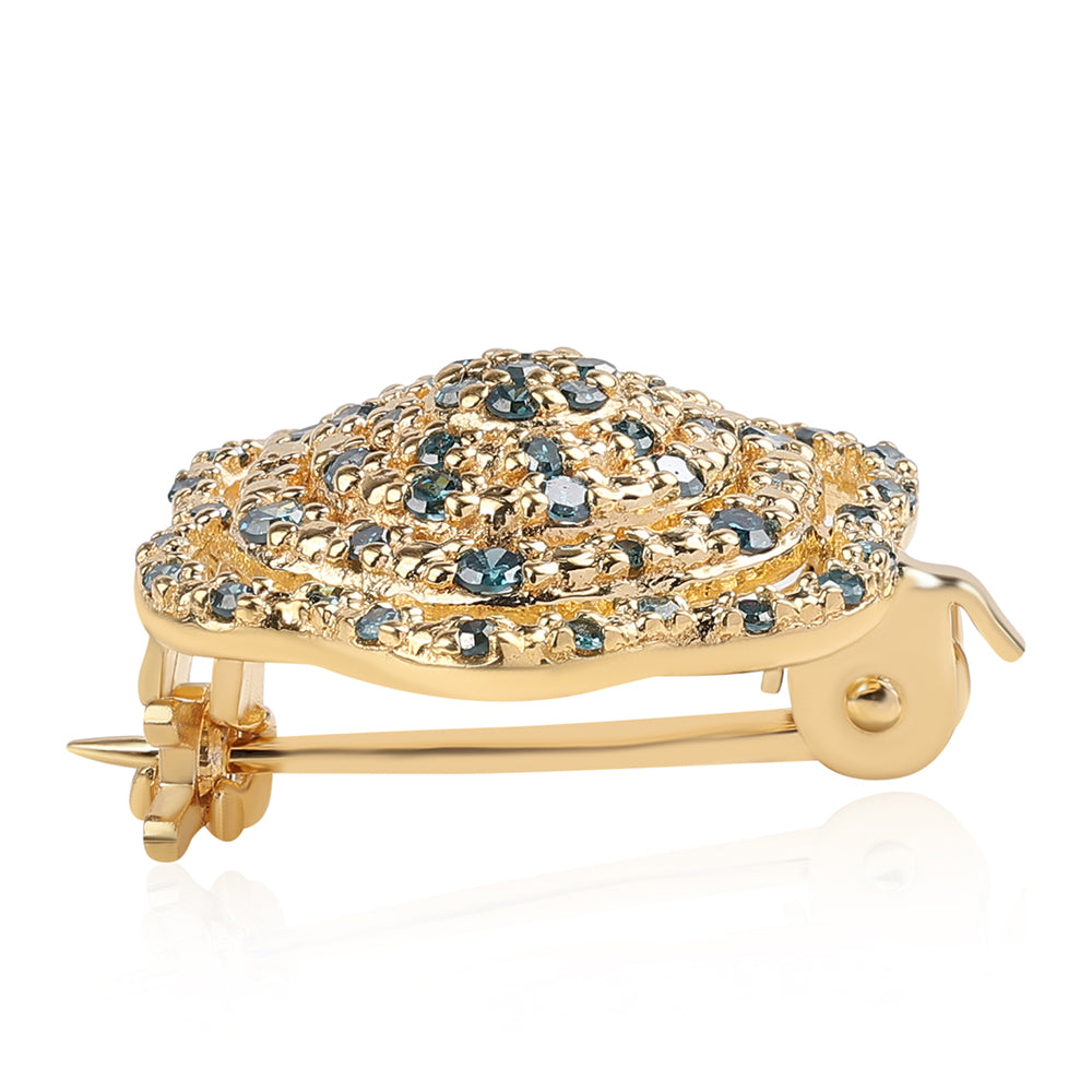 Pozlacený 925 / 1000 Sterlingové Stříbro s Modrým Diamantem a Bílým Diamantem 2 