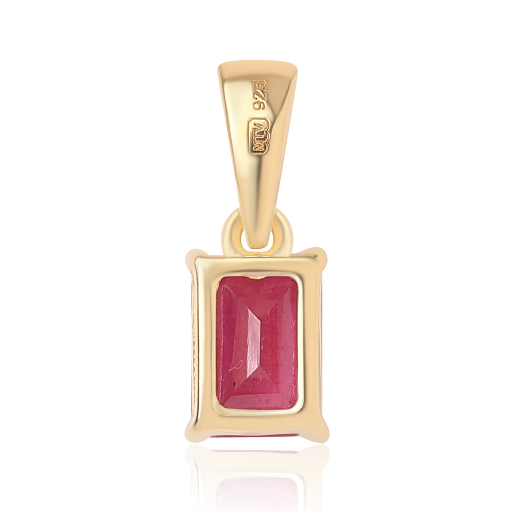 Pozlacený 925 / 1000 Sterlingové Stříbro Přívěsek s Mozambickým Rubínem