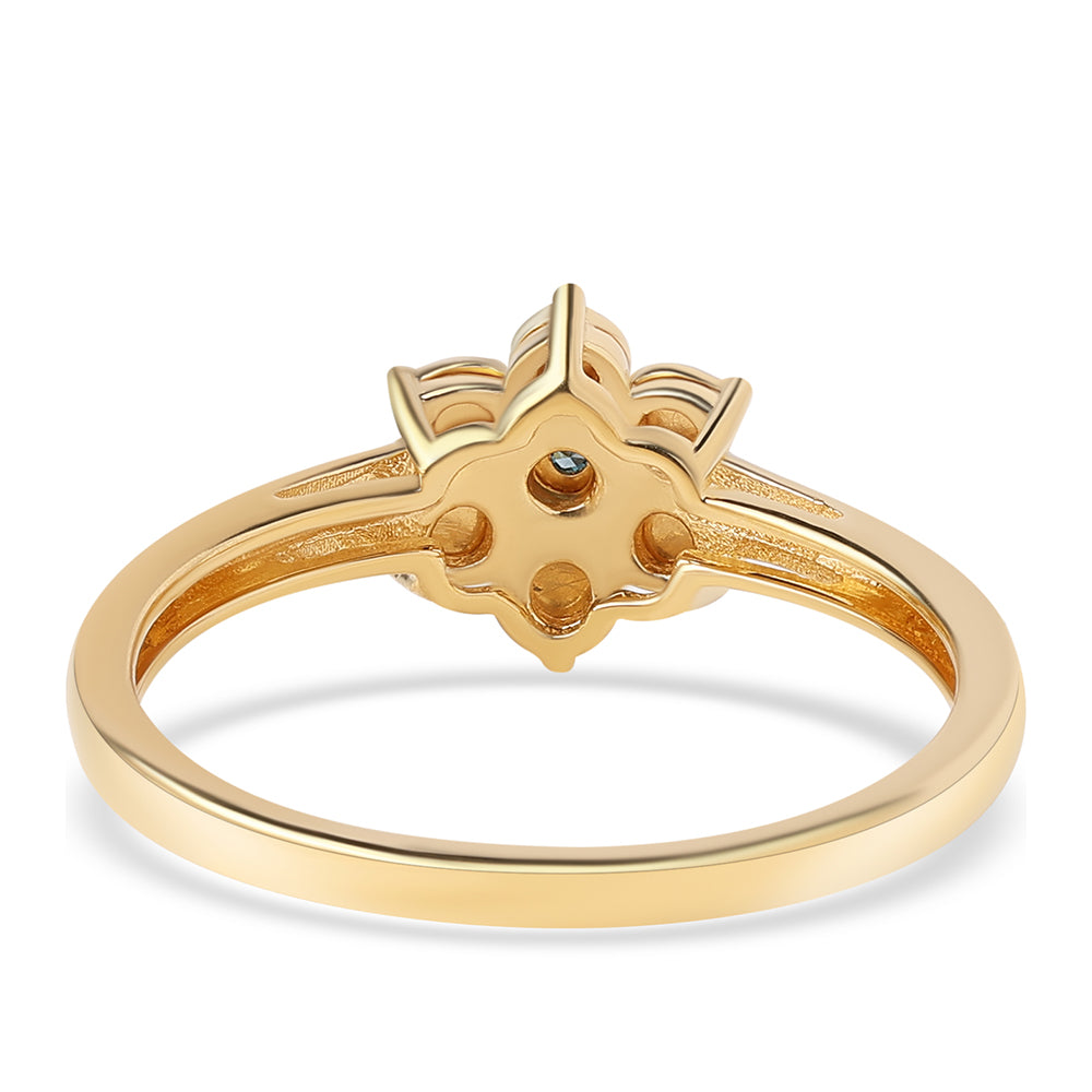 Pozlacené Stříbro 925/1000 - Prsten s Modrým Diamantem - Karátové číslo: 0.01. přibližná hmotnost: 2.48 gramů 2 