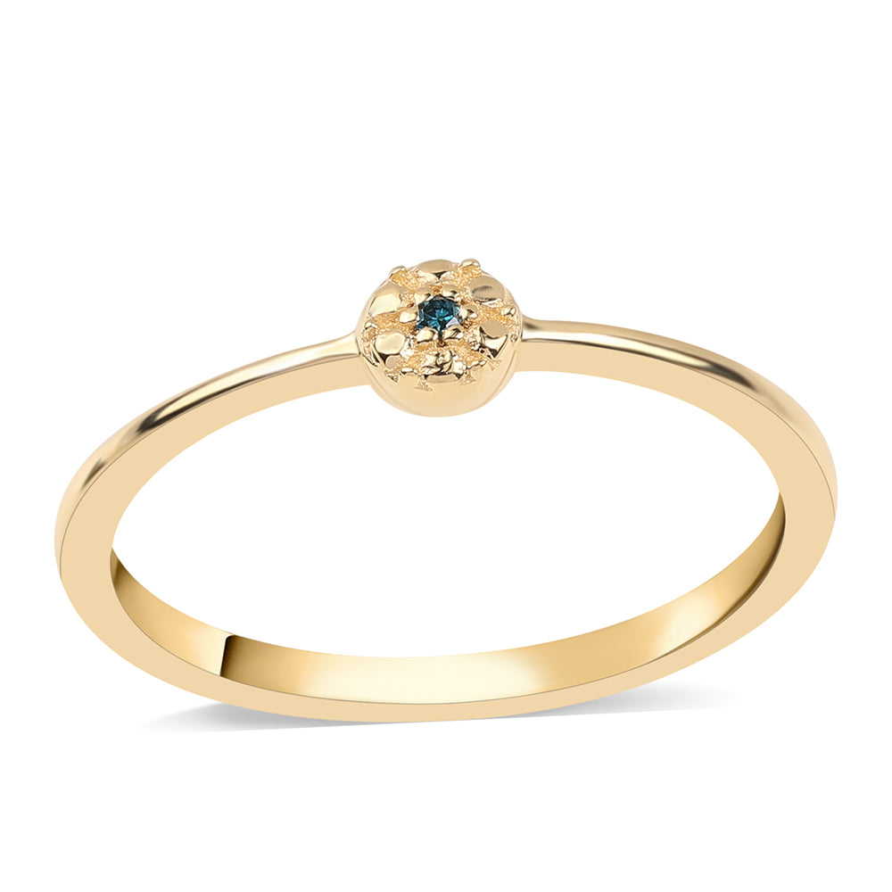 Pozlacené Stříbro 925/1000 - Prsten s Modrým Diamantem - Karátové číslo: 0.01. přibližná hmotnost: 1.25 gramů 1 