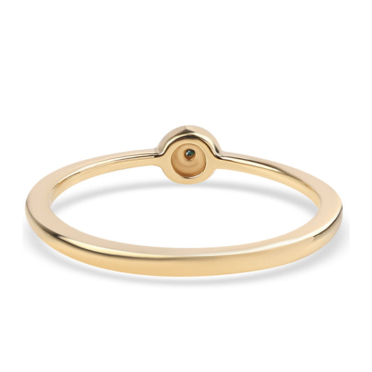 Pozlacené Stříbro 925/1000 - Prsten s Modrým Diamantem - Karátové číslo: 0.01. přibližná hmotnost: 1.25 gramů