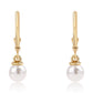 Pozlacené 925 / 1000 Sterlingové Stříbro Náušnice s Bílou Sladkovodní Perlou